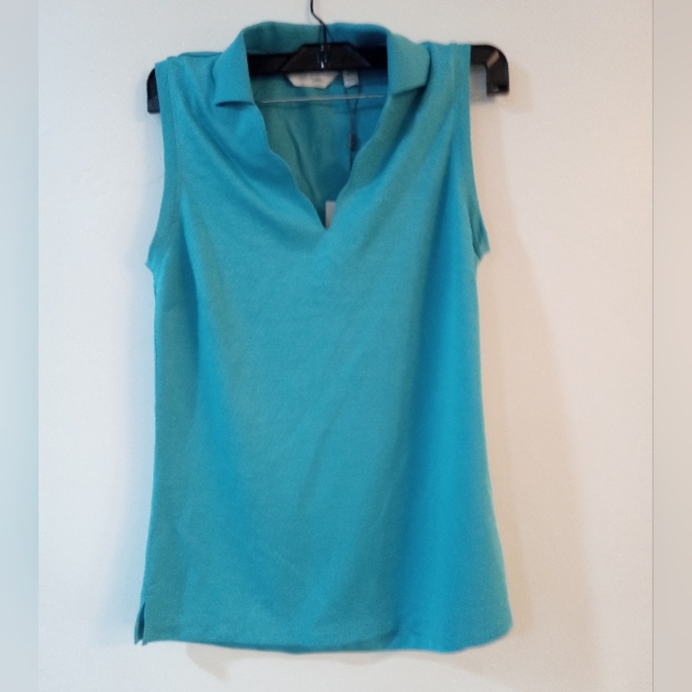 Walter Hagen Blue Splash Sleeveless Polo Tank Top